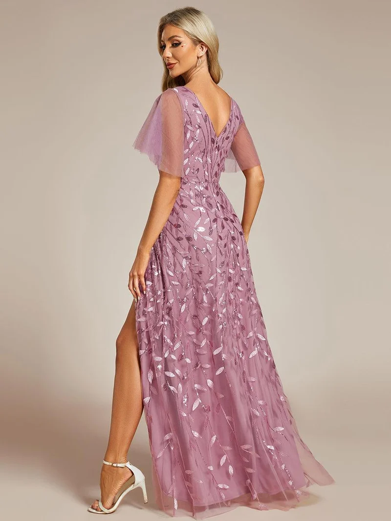 ever ALIX|Robes de soirée pailletées à col en V et fente haute