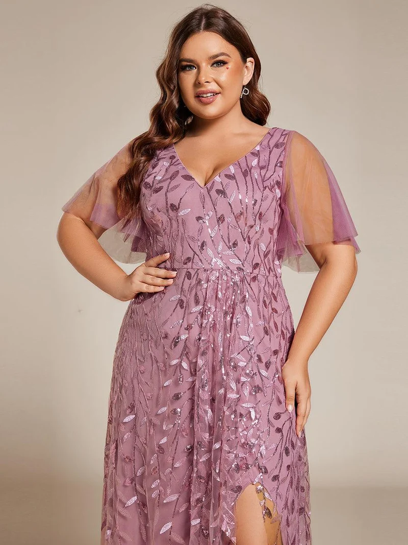 ever ALIX|Robes de soirée pailletées à col en V et fente haute