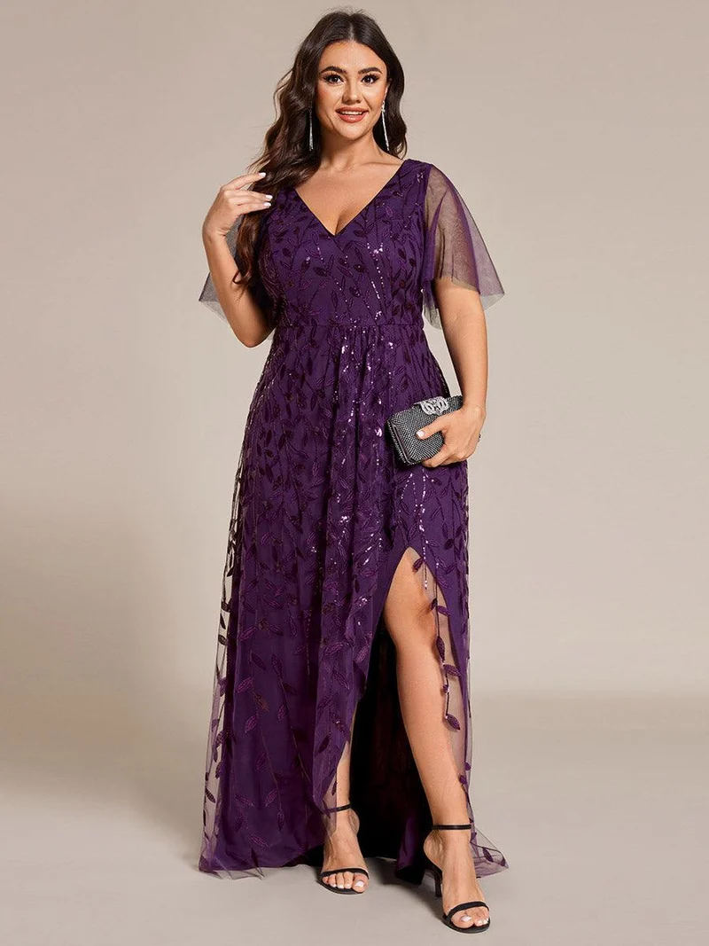 ever ALIX|Robes de soirée pailletées à col en V et fente haute
