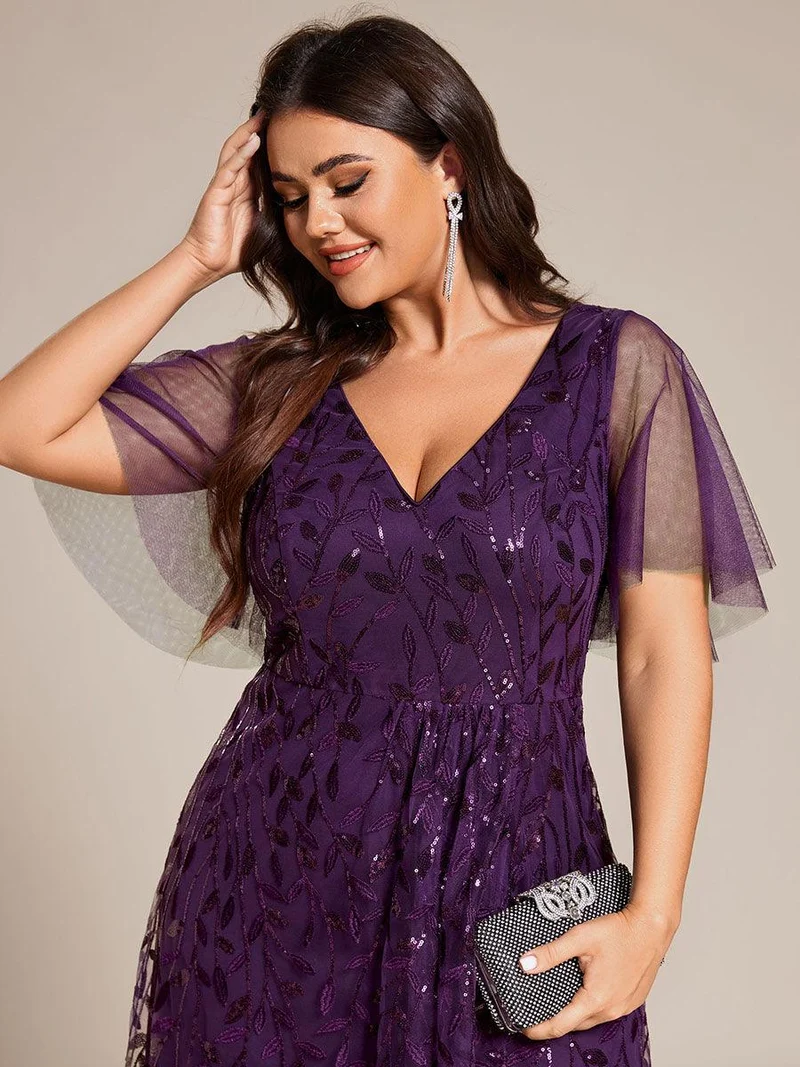 ever ALIX|Robes de soirée pailletées à col en V et fente haute