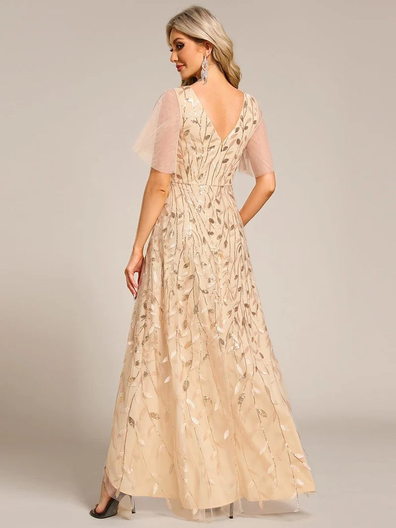 ever ALIX|Robes de soirée pailletées à col en V et fente haute