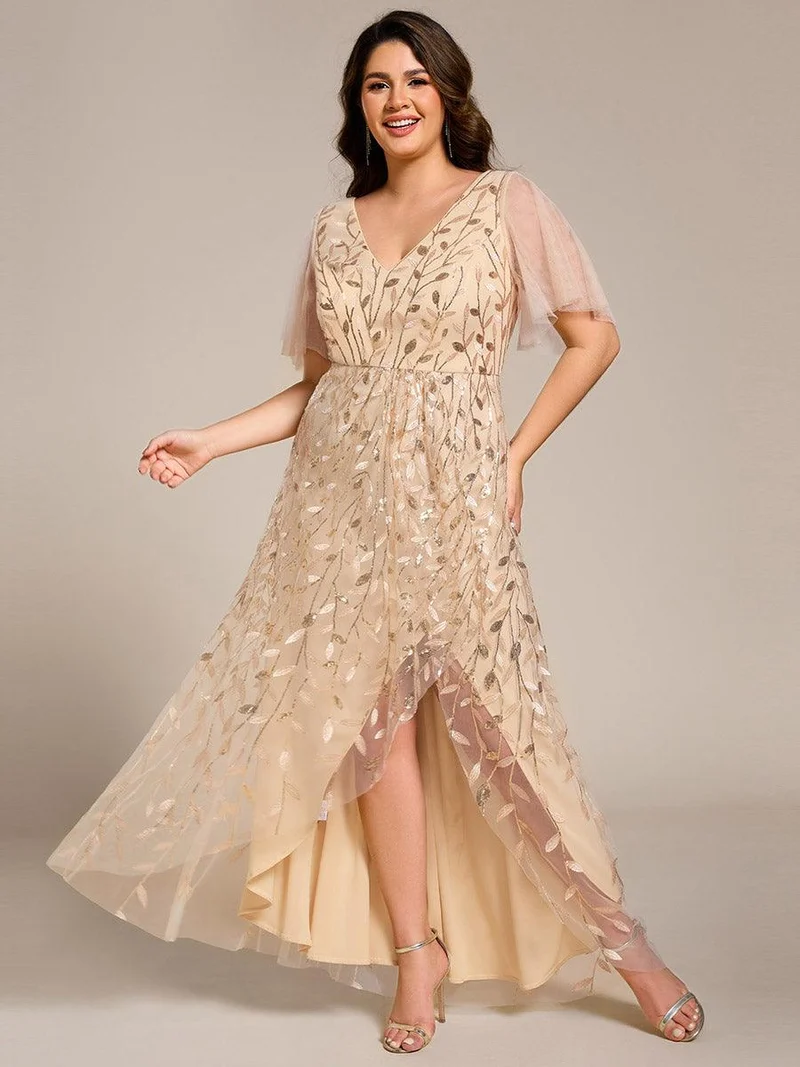 ever ALIX|Robes de soirée pailletées à col en V et fente haute