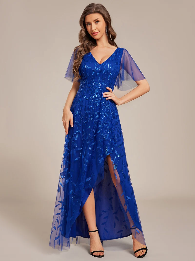 ever ALIX|Robes de soirée pailletées à col en V et fente haute