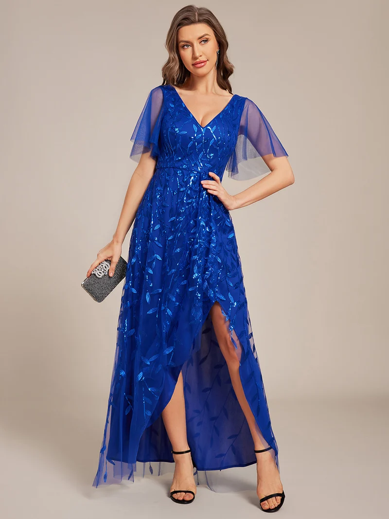 ever ALIX|Robes de soirée pailletées à col en V et fente haute