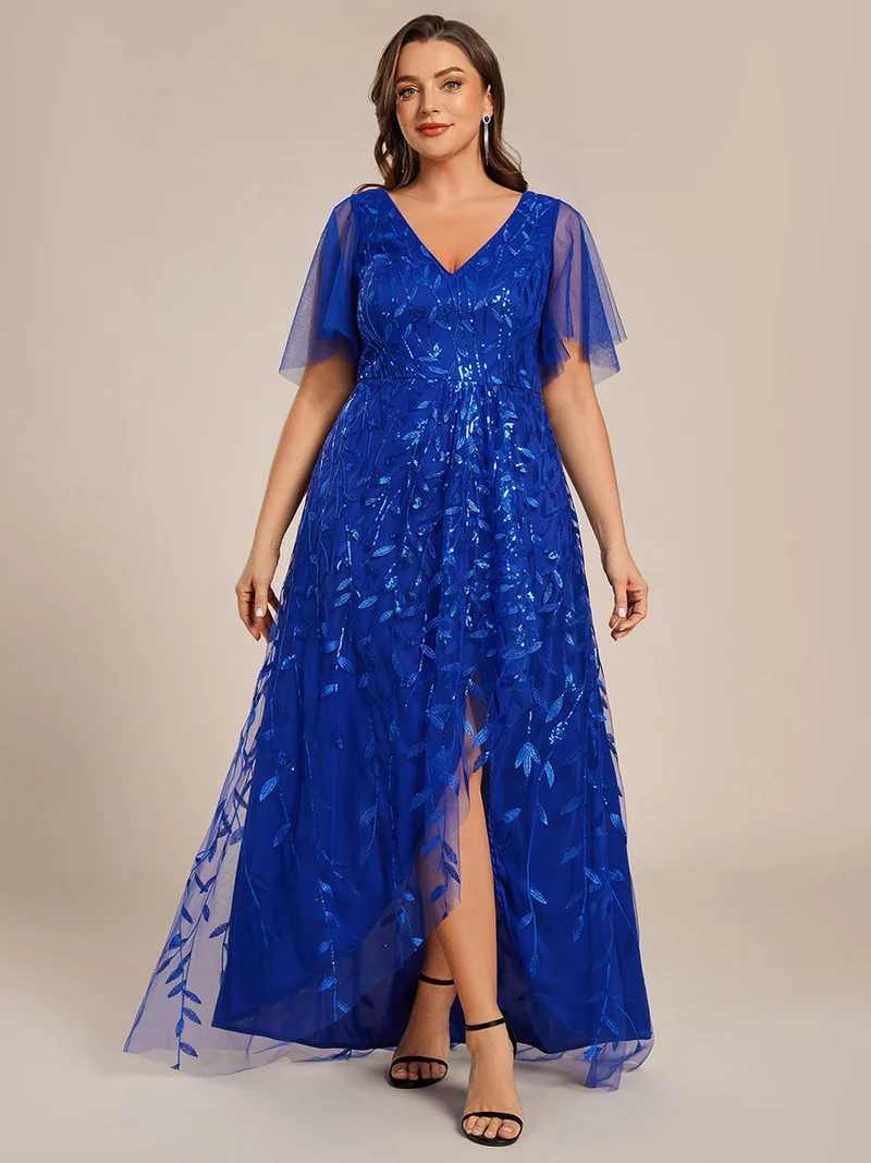 ever ALIX|Robes de soirée pailletées à col en V et fente haute