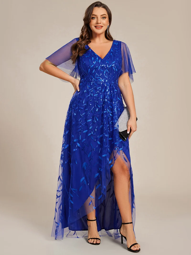 ever ALIX|Robes de soirée pailletées à col en V et fente haute