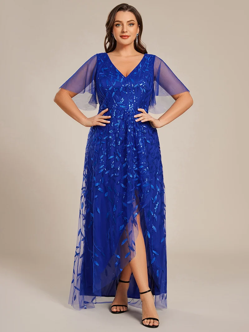 ever ALIX|Robes de soirée pailletées à col en V et fente haute