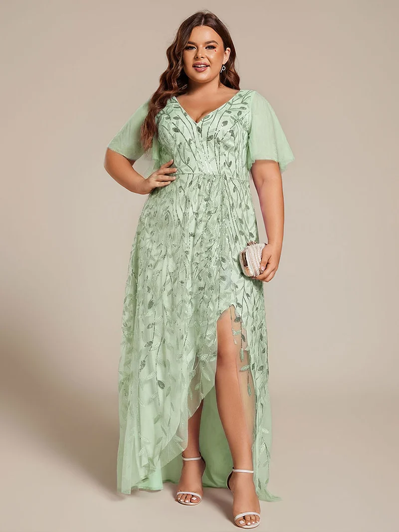 ever ALIX|Robes de soirée pailletées à col en V et fente haute