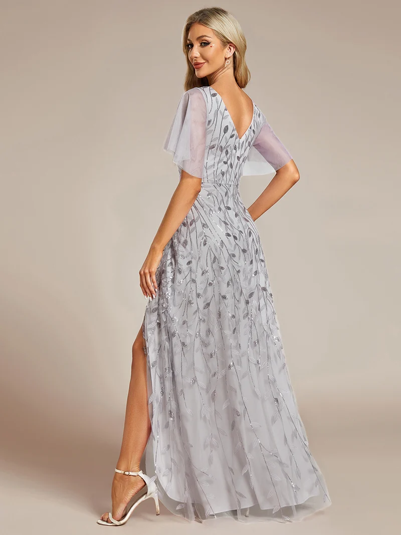 ever ALIX|Robes de soirée pailletées à col en V et fente haute