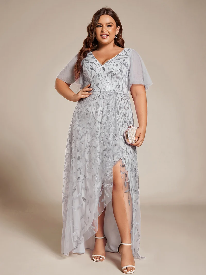 ever ALIX|Robes de soirée pailletées à col en V et fente haute