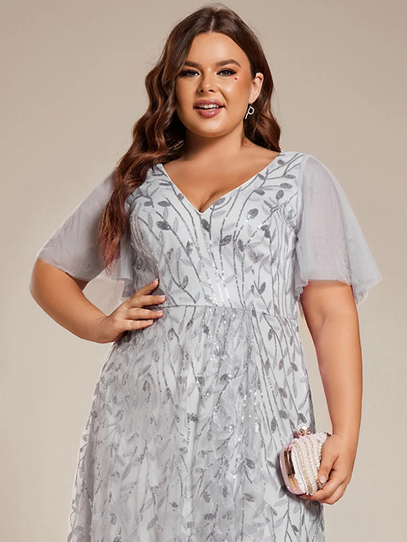 ever ALIX|Robes de soirée pailletées à col en V et fente haute