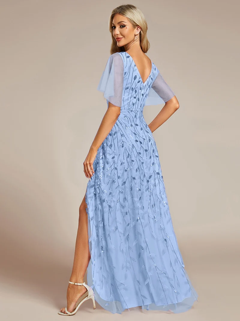 ever ALIX|Robes de soirée pailletées à col en V et fente haute