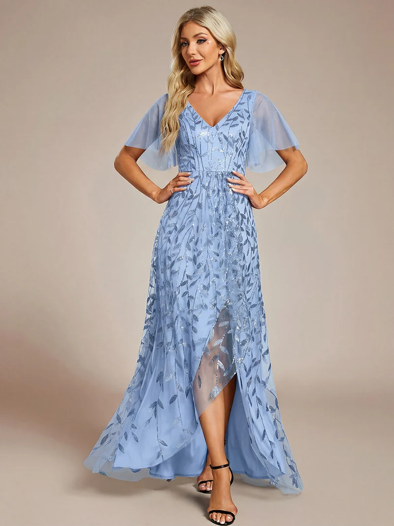 ever ALIX|Robes de soirée pailletées à col en V et fente haute