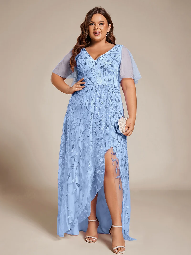 ever ALIX|Robes de soirée pailletées à col en V et fente haute
