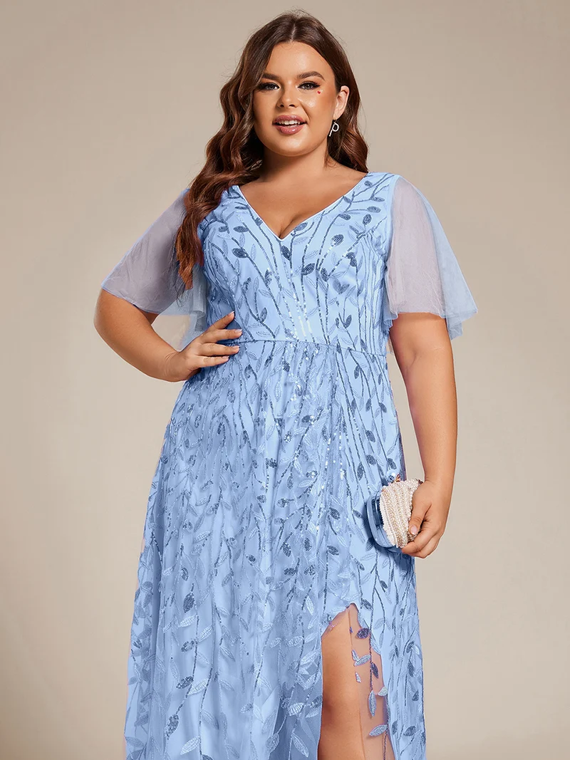 ever ALIX|Robes de soirée pailletées à col en V et fente haute