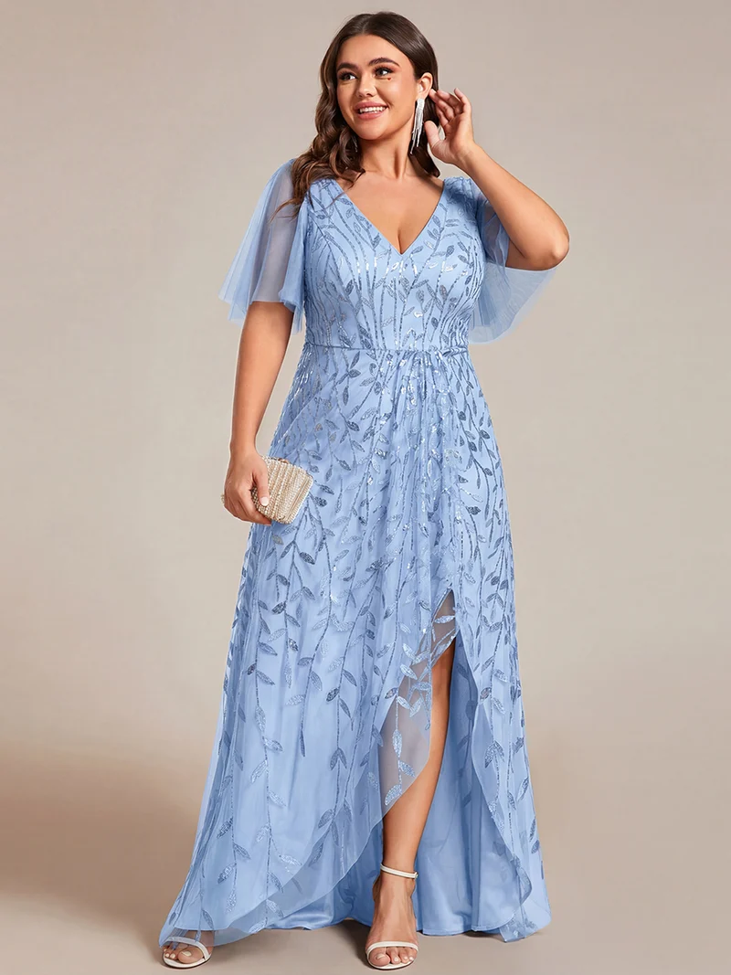 ever ALIX|Robes de soirée pailletées à col en V et fente haute