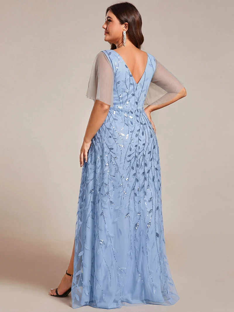 ever ALIX|Robes de soirée pailletées à col en V et fente haute