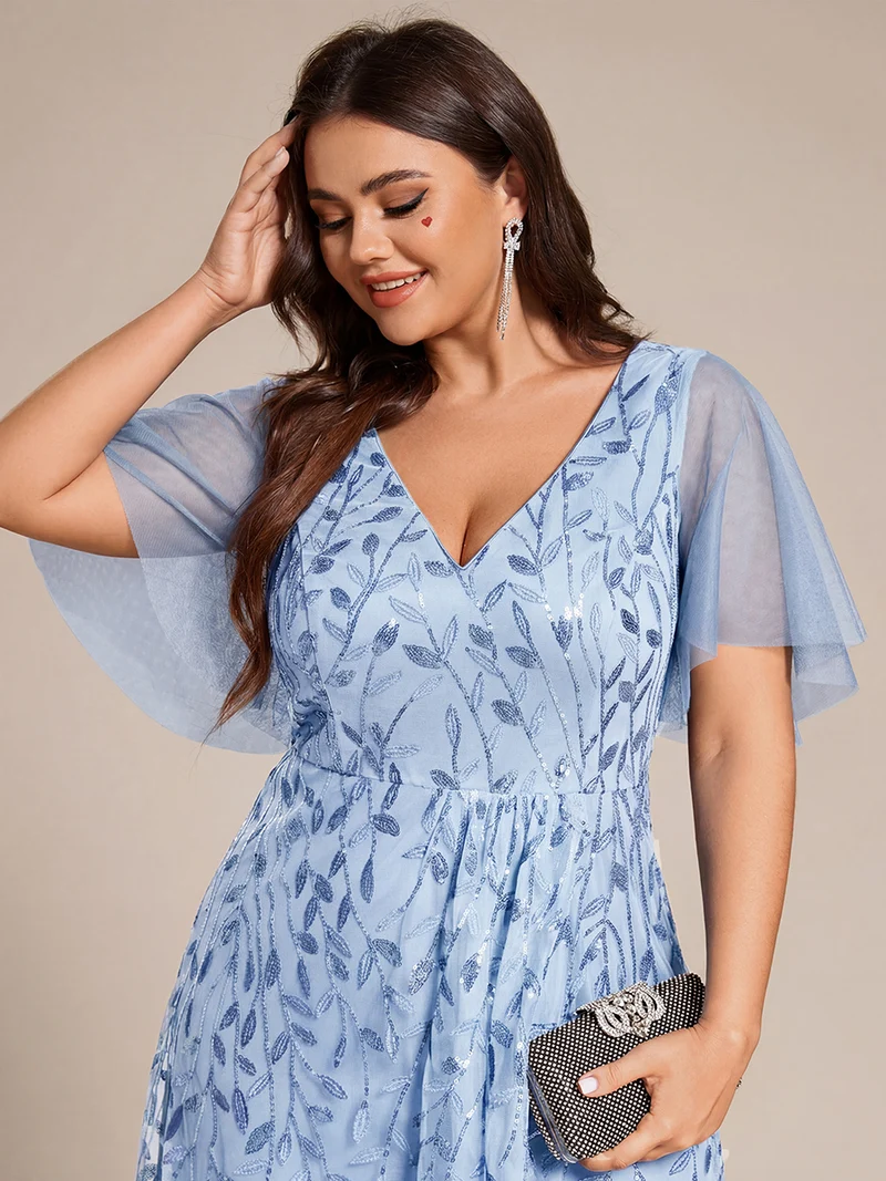 ever ALIX|Robes de soirée pailletées à col en V et fente haute