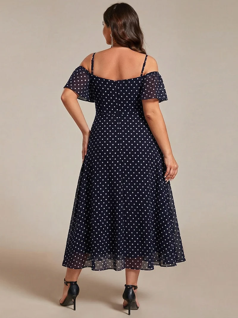 ever JORDANE|Robes d'invitées de mariage en mousseline épaules dénudées hautes et basses manches courtes