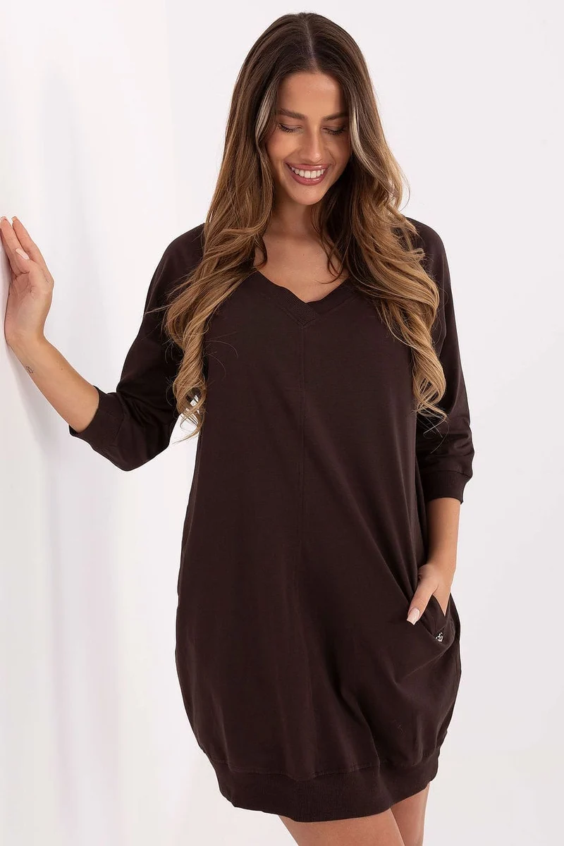 Robe sweat marron casual courte