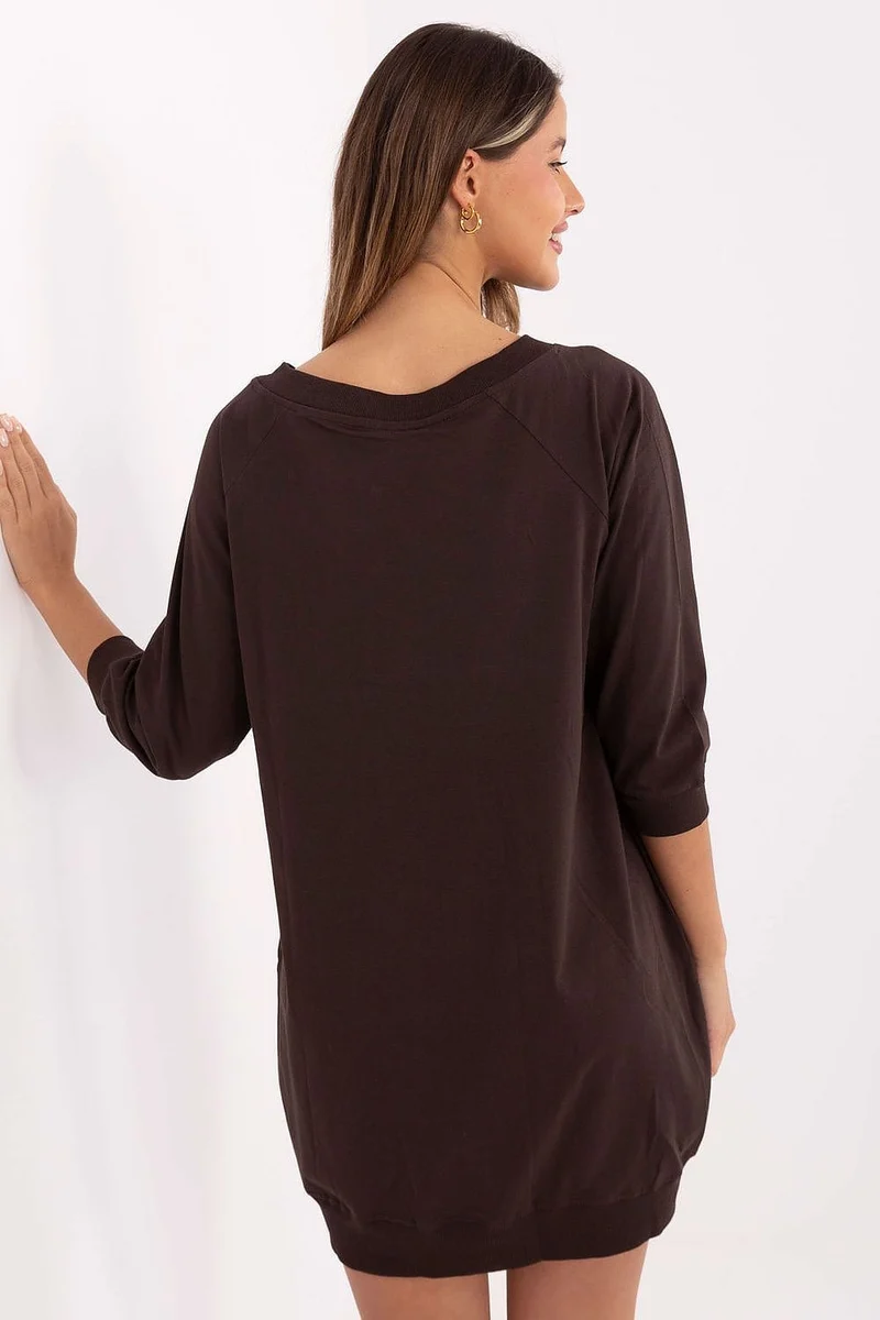 Robe sweat marron casual courte