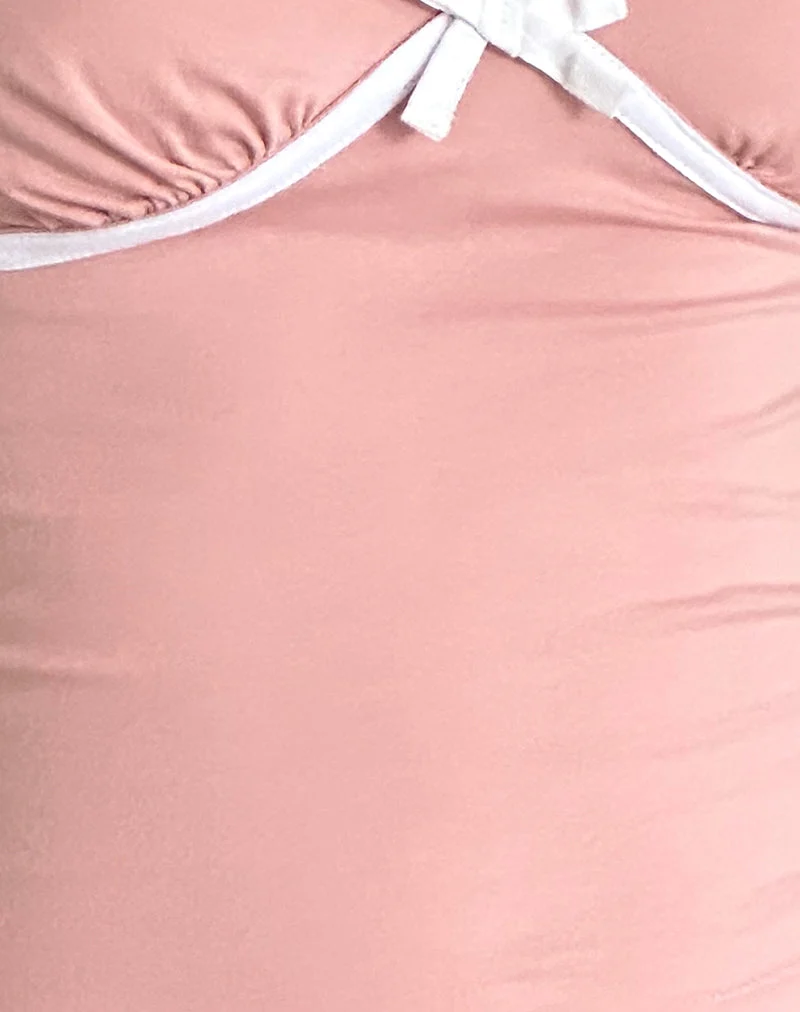Tasina Top in Pink Lady with White Binding (en anglais)