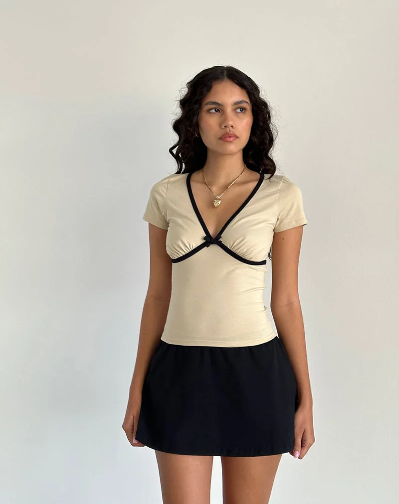 Top Tasina en lait de coco avec bordure noire