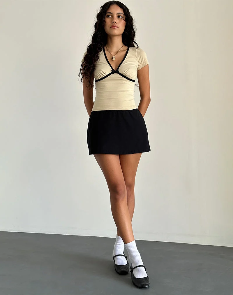 Top Tasina en lait de coco avec bordure noire