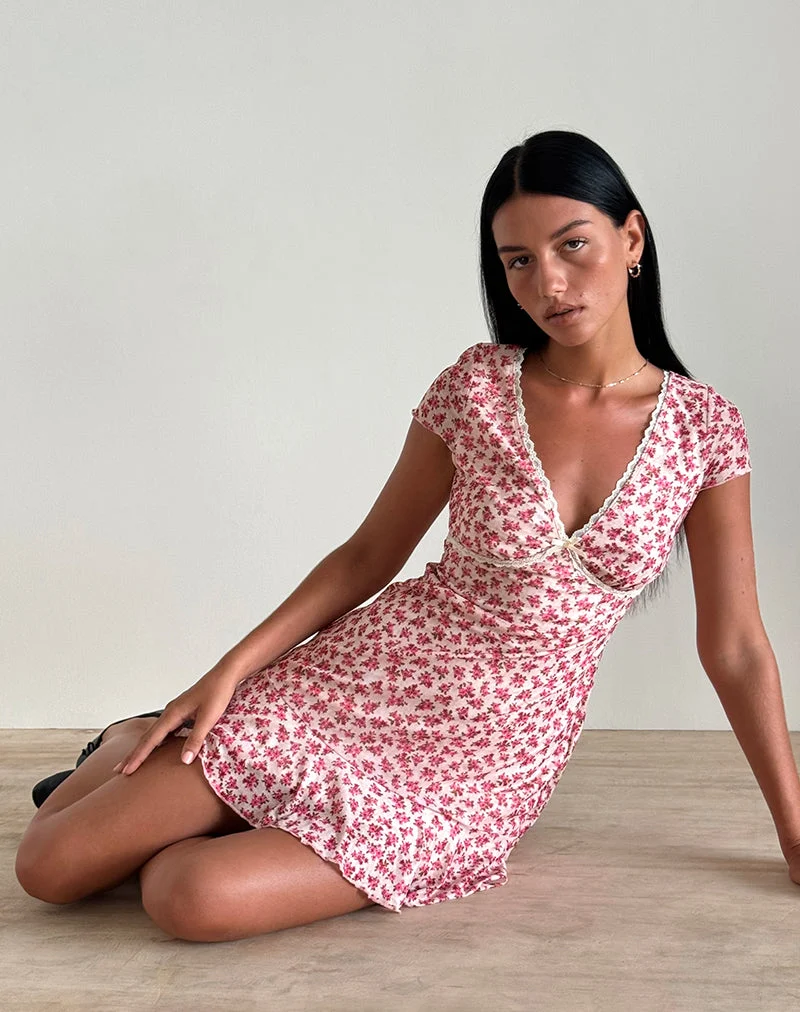 Robe Ginevra en Gardenia romantique avec bordures en dentelle