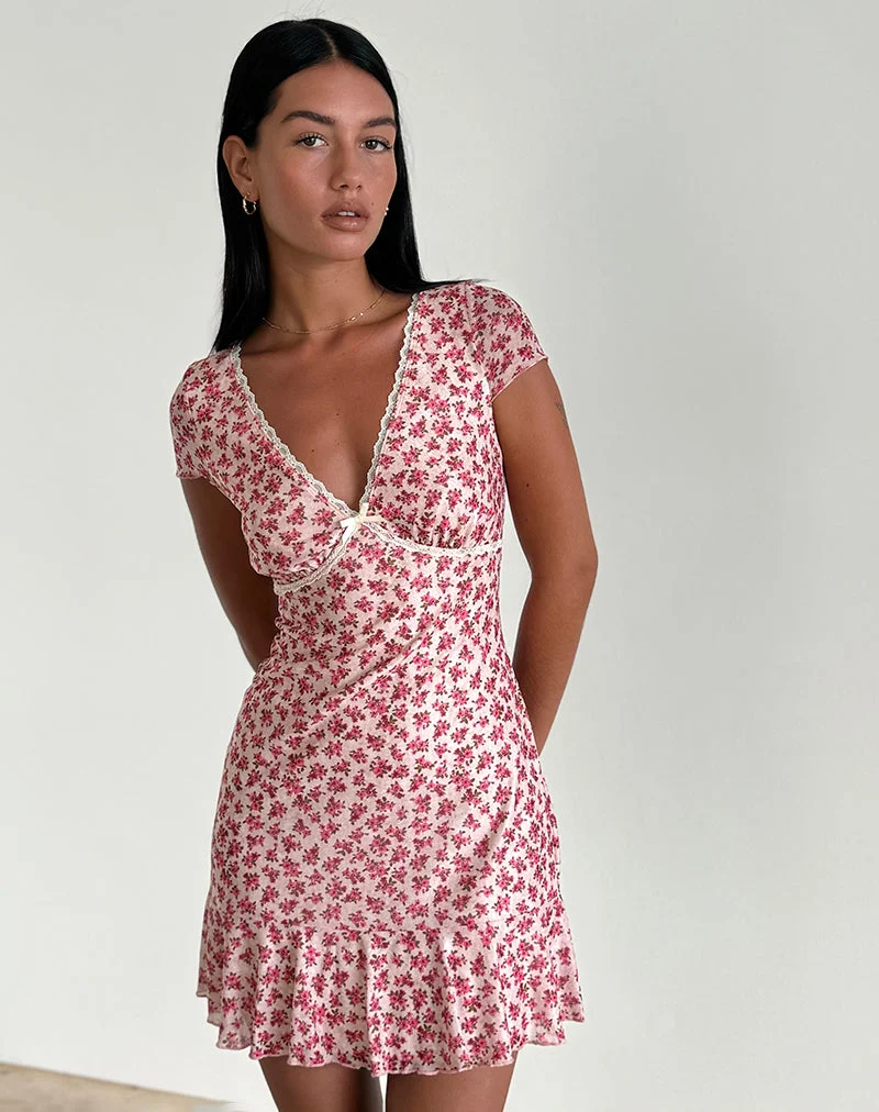 Robe Ginevra en Gardenia romantique avec bordures en dentelle