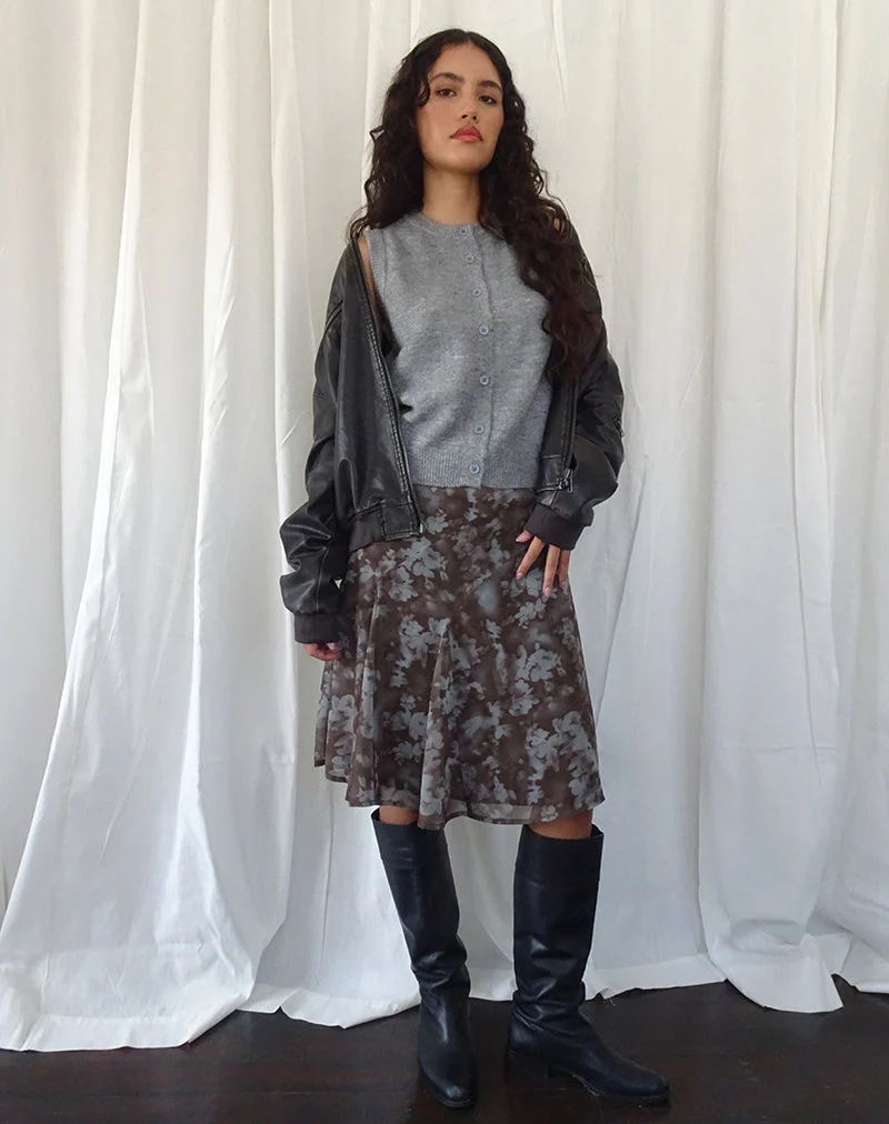 Jupe midi Clarita, Botanical Shadow Brown