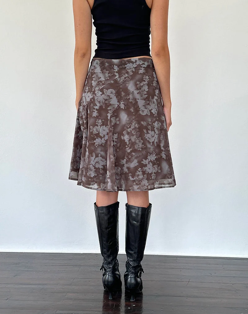 Jupe midi Clarita, Botanical Shadow Brown