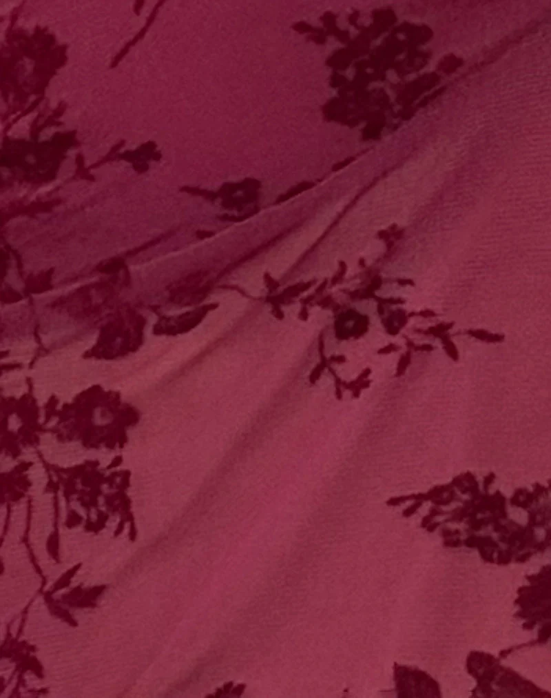 Top Janar en Botanical Flower Maroon