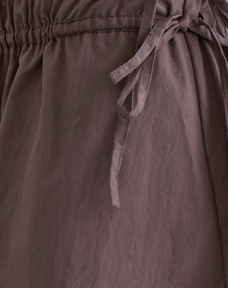 Khimar - Jupe mi-longue froncée, poivre