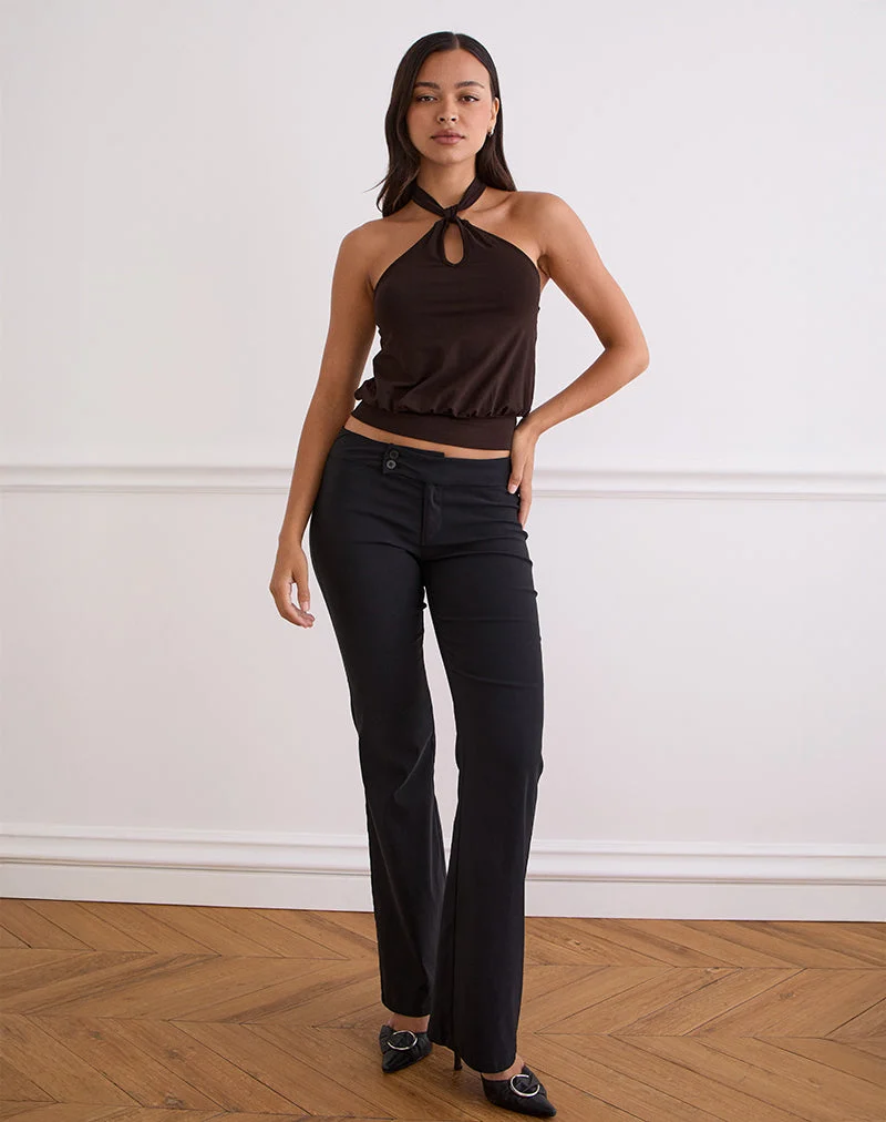Giunea Knot Halter Top in Bitter Chocolate (Top dos nu à nœuds)