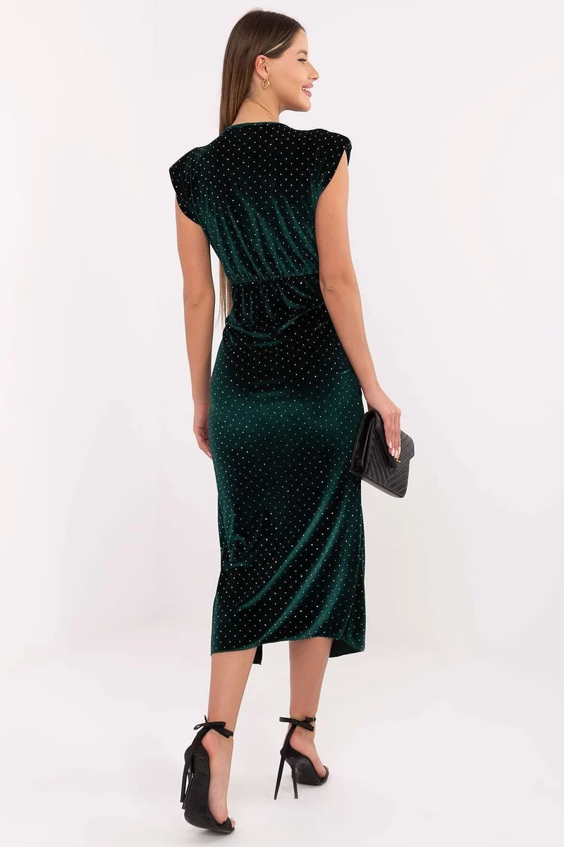 Robe de soirée verte fendue velours