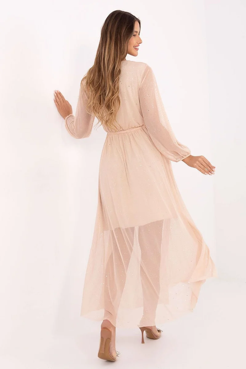 Robe de soirée longue champagne pailletée