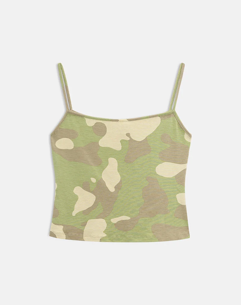 Haut Solay Cami, motif camouflage flou, couleur kaki