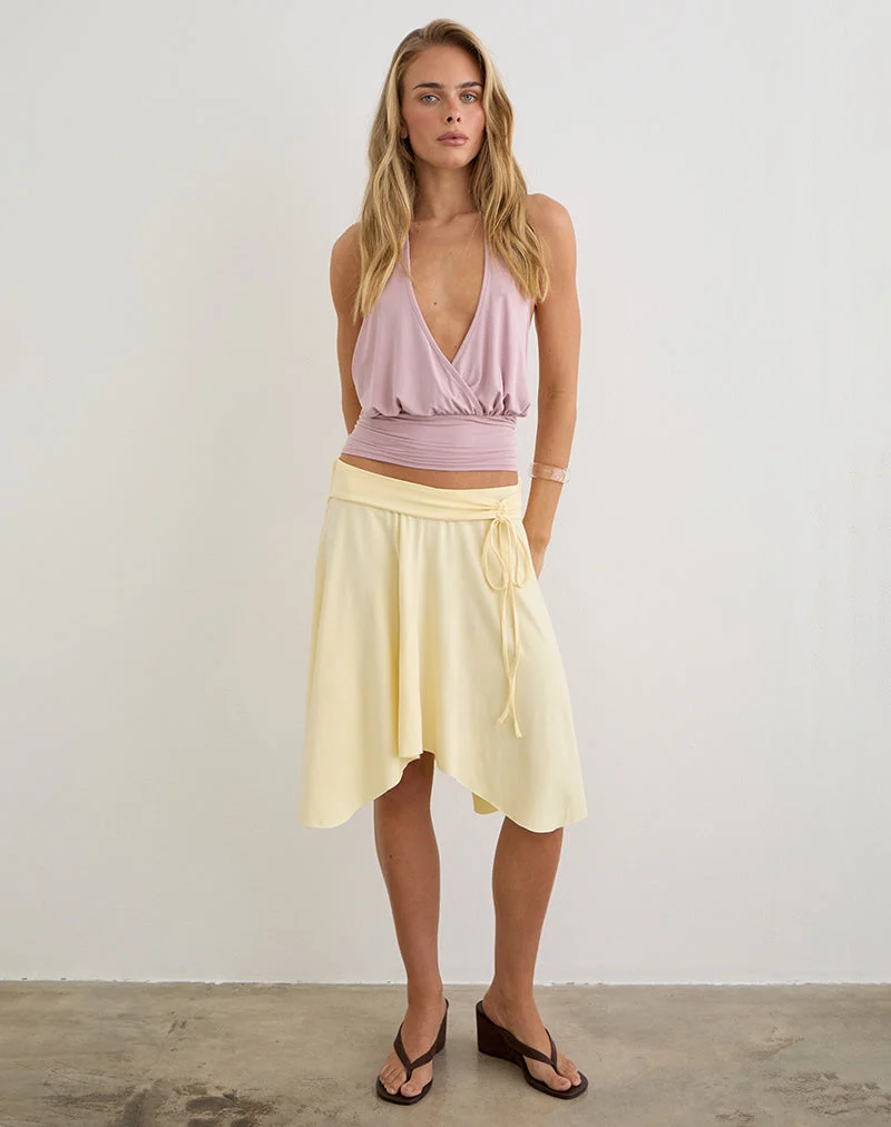 Jupe mi-longue Joonmir en jersey de rayonne, couleur citron