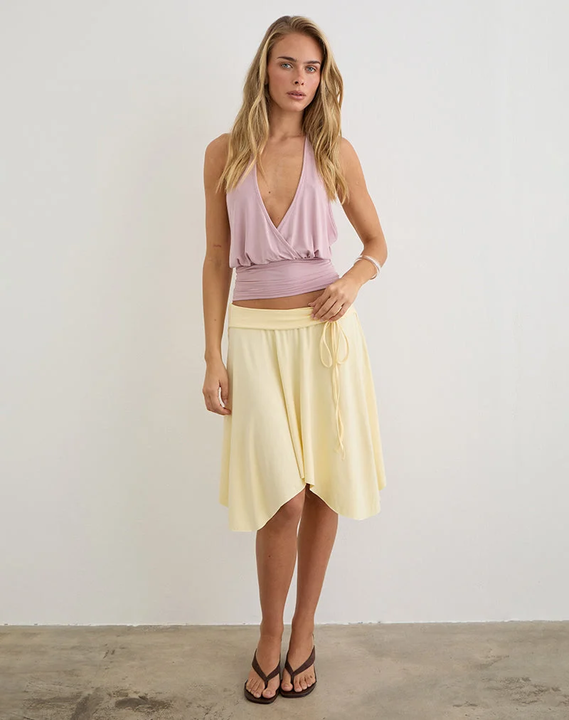 Jupe mi-longue Joonmir en jersey de rayonne, couleur citron
