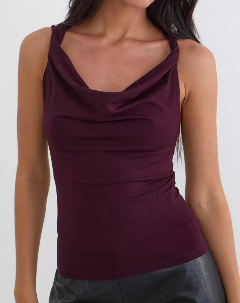 Haut dos nu Imrie en jersey de rayonne, couleur Redwood
