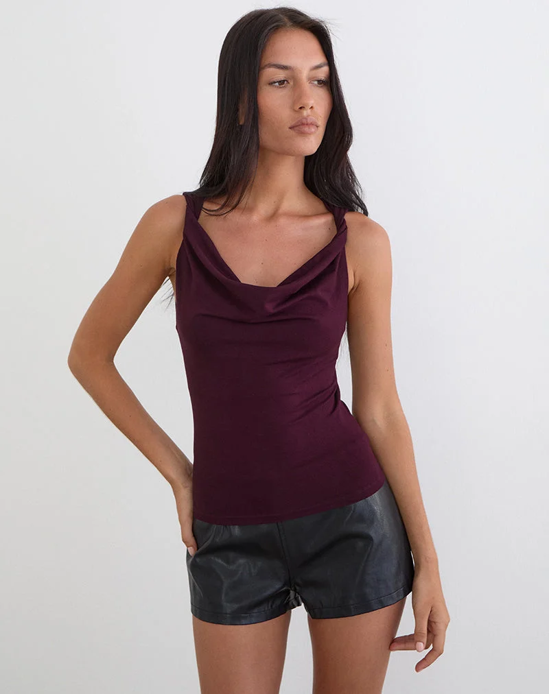 Haut dos nu Imrie en jersey de rayonne, couleur Redwood