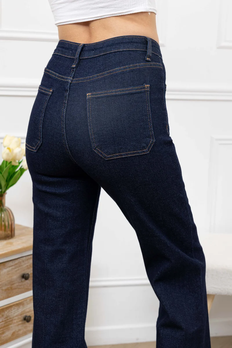 Jean Taille Haute à Boutons