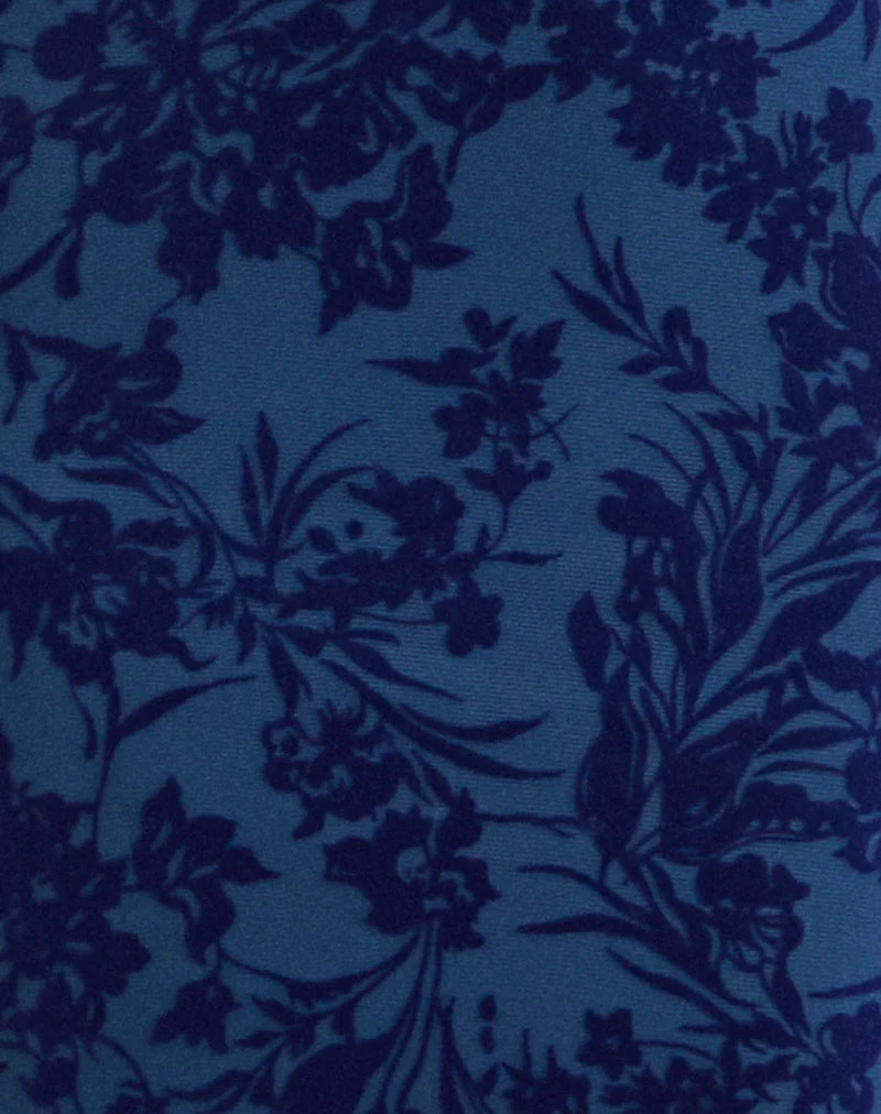 Robe longue Ventura, motif « Midnight Leaf Flock » bleu marine
