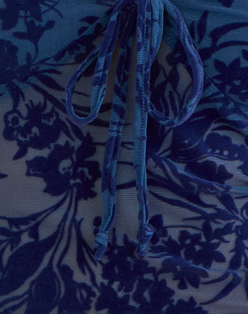 Haut Libura, motif « Midnight Leaf Flock » bleu marine