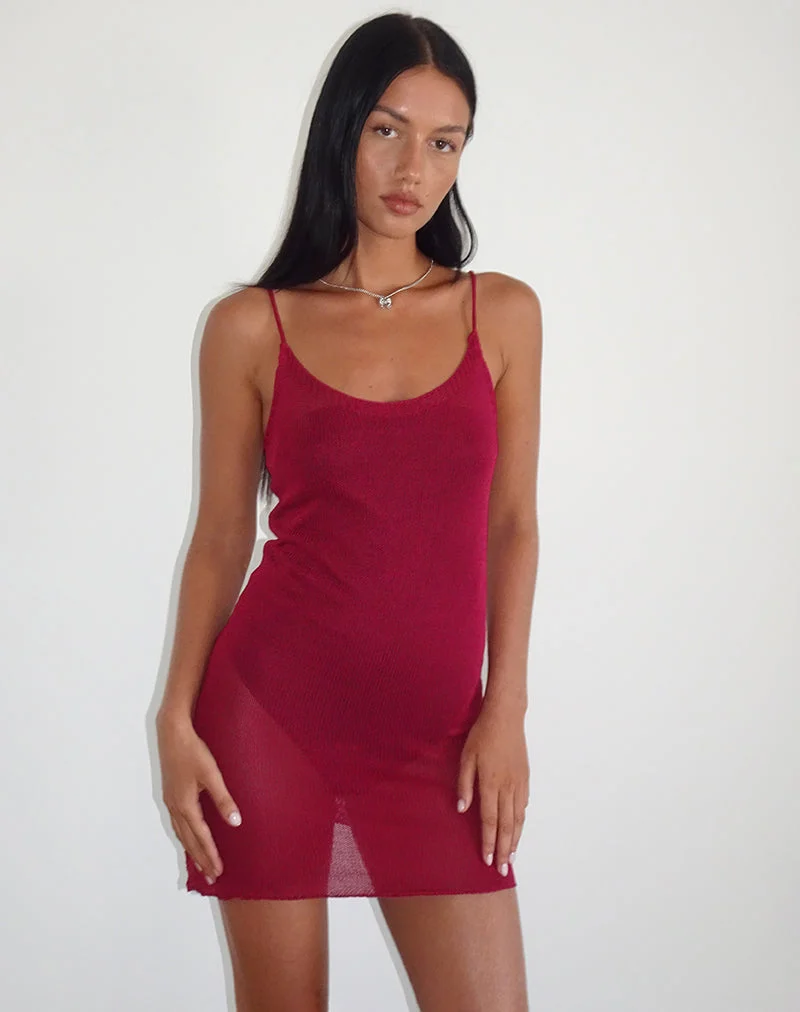 Mini robe Chiara en maille transparente rouge