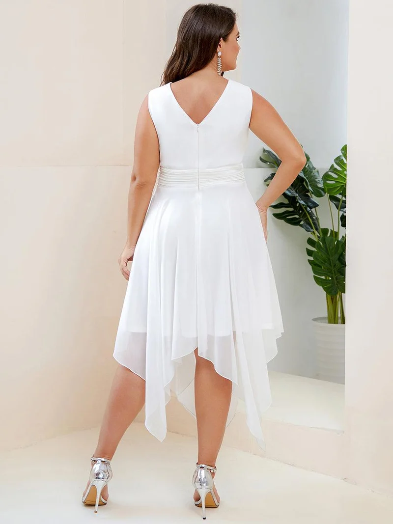 ever ELORA|Robe mariage invitée en Mousseline à Ourlet Asymétrique Longueur Genou de Grande Taille