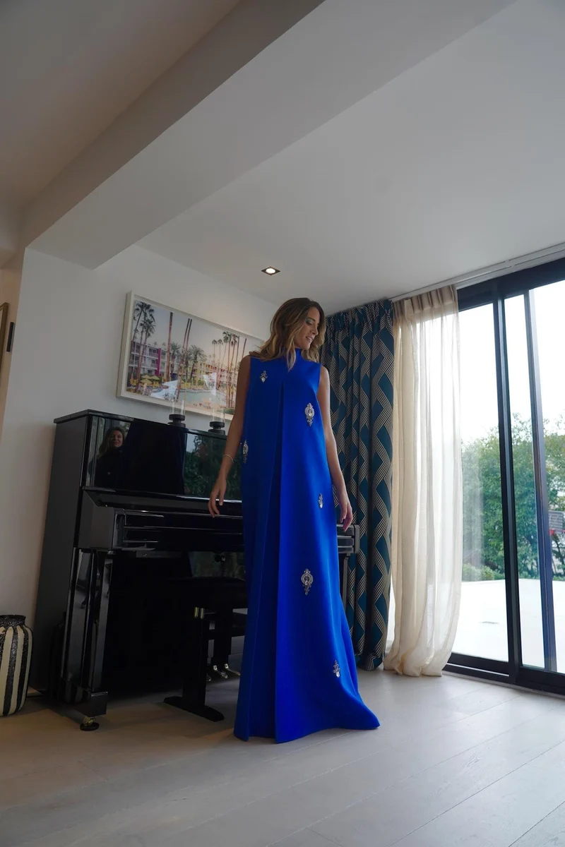 Robe Mina longue bleue