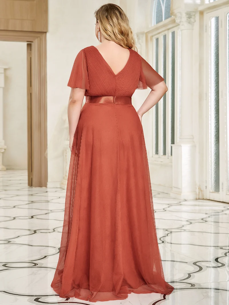 pretty MISTE|Robe de soirée grande taille pour femmes avec manches courtes