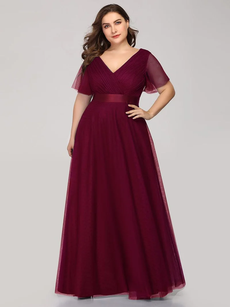 pretty MISTE|Robe de soirée grande taille pour femmes avec manches courtes